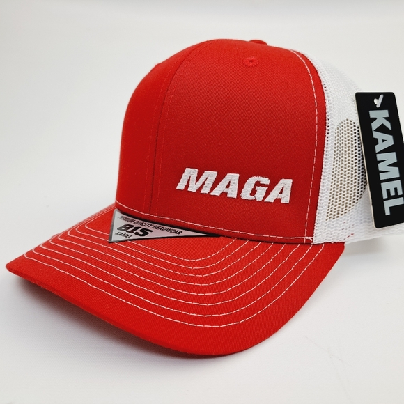 MAGA Trump 2024 Trucker Mesh Snapback Cap Hat Red - Picture 2 of 4